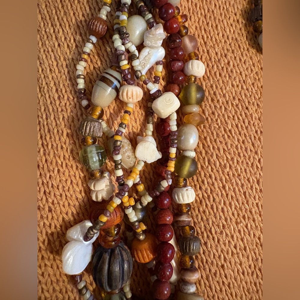 Vintage Multi-Strand Twisted Beaded Necklace Boho Statement - Picture 2 of 5